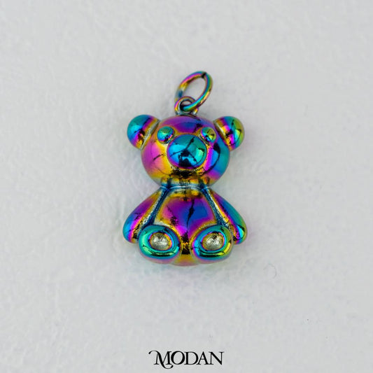 3D Rainbow Teddy Bear Pendant DIY Pendant Liontin Beruang Berwarna Hypoallergenic Gold Filled