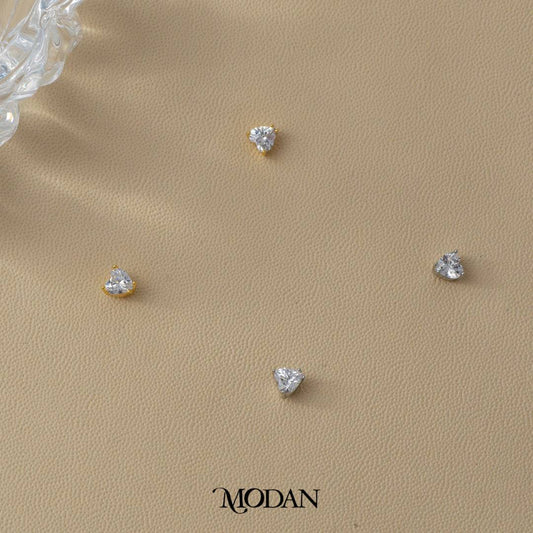 (4mm) Sparkling Love Heart Mini Stud Earrings Anting Tusuk Bentuk Hati Kecil Hypoallergenic Gold Plated