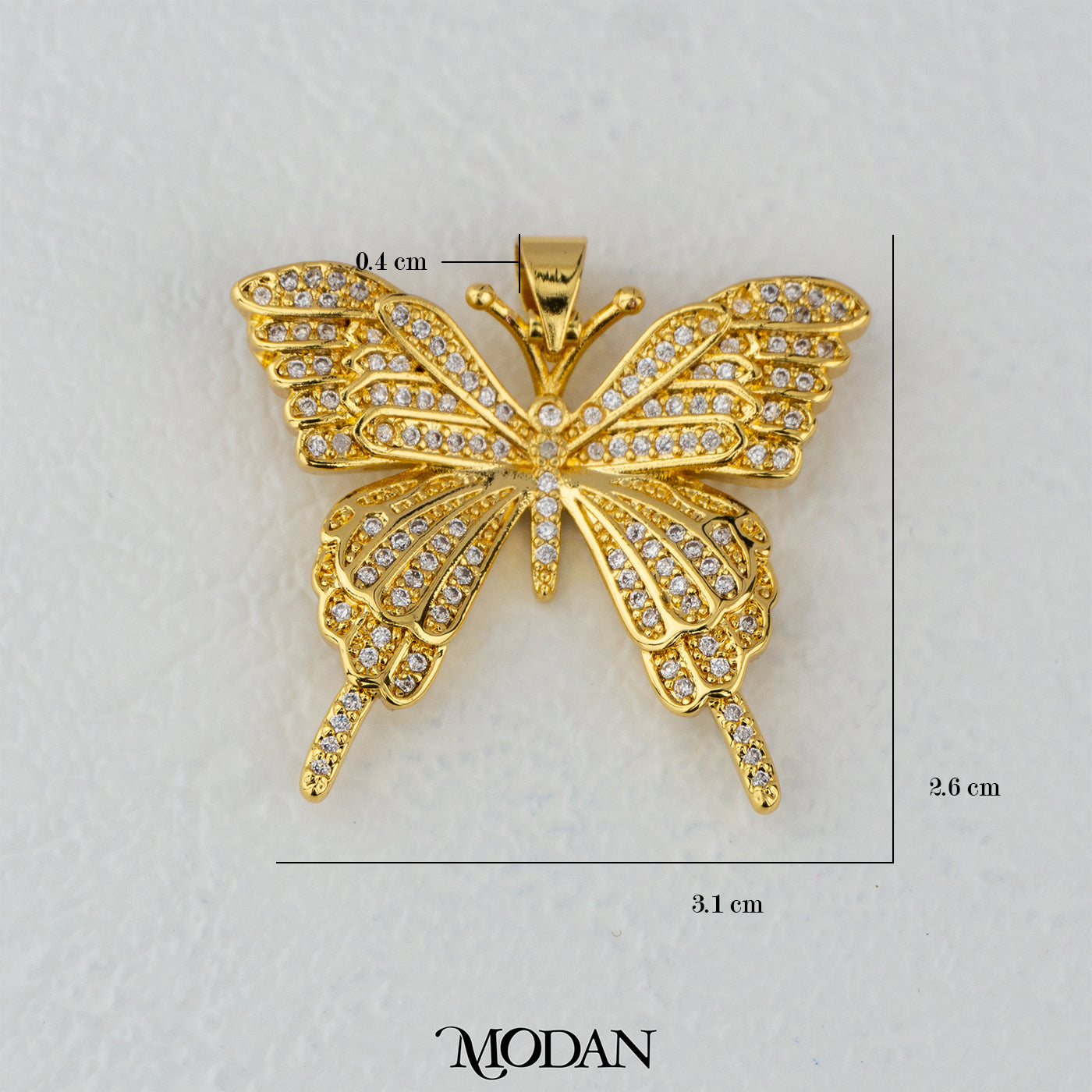 Sparkling Mariposa Butterfly Micro Paved DIY Pendant Liontin Kupu Kupu Hypoallergenic Gold Filled