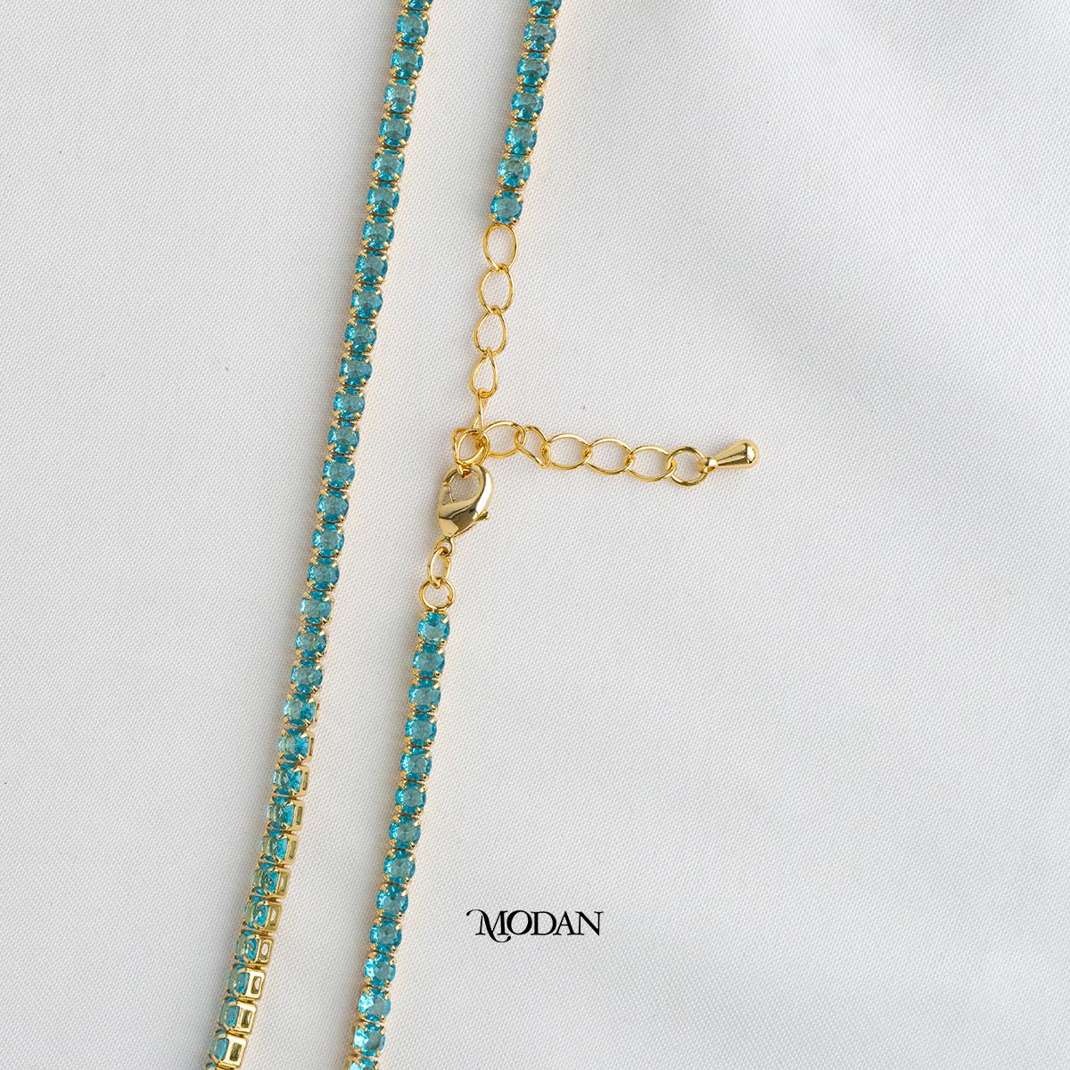 (43cm) Red Tosca Pink Peach Princess Cut Tennis Necklace Kalung Zirconia Hypoallergenic Gold Plated