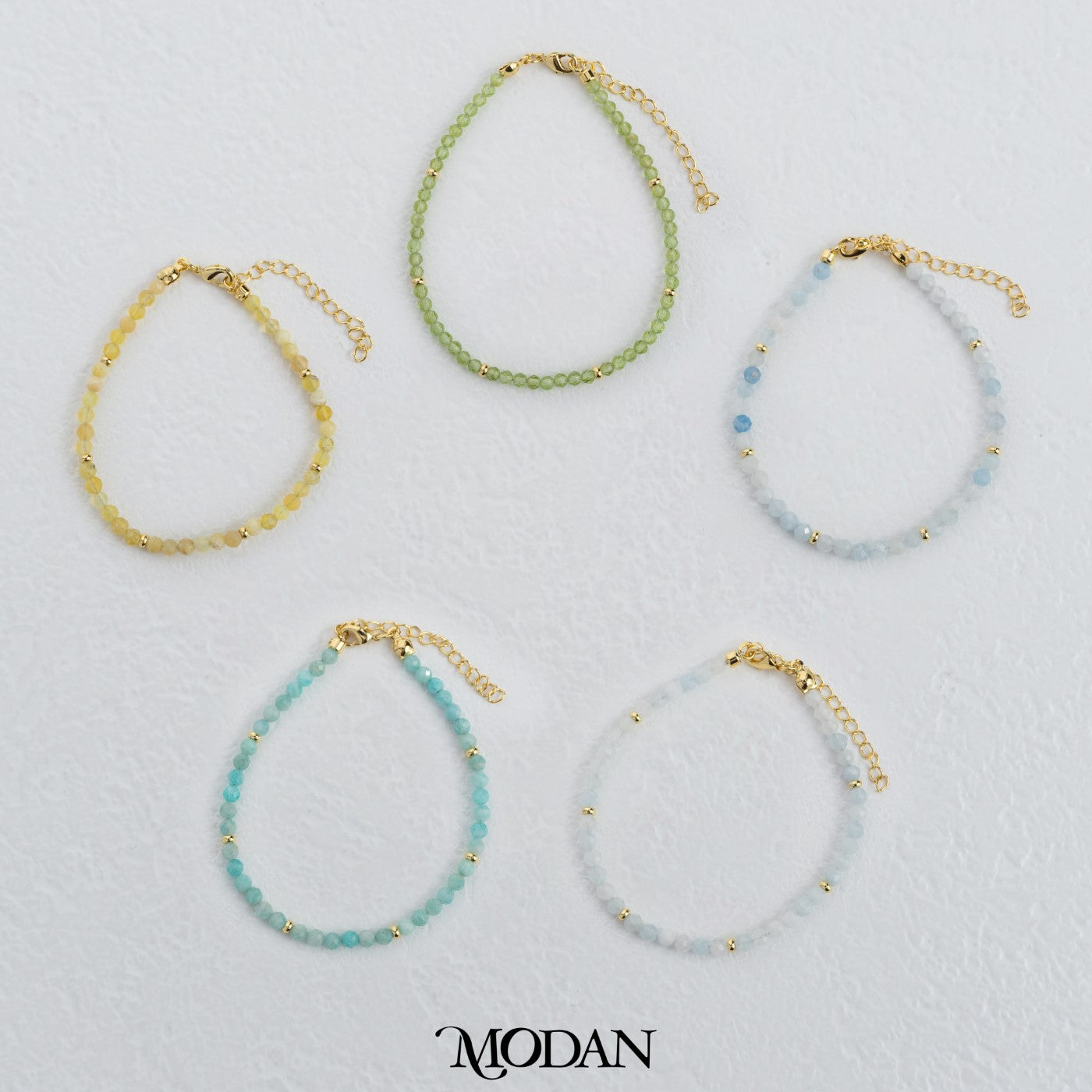 (17.5cm) Colorful Gemstone Beads Bracelet Gelang Manik Batuan Alam Hypoallergenic Gold Plated