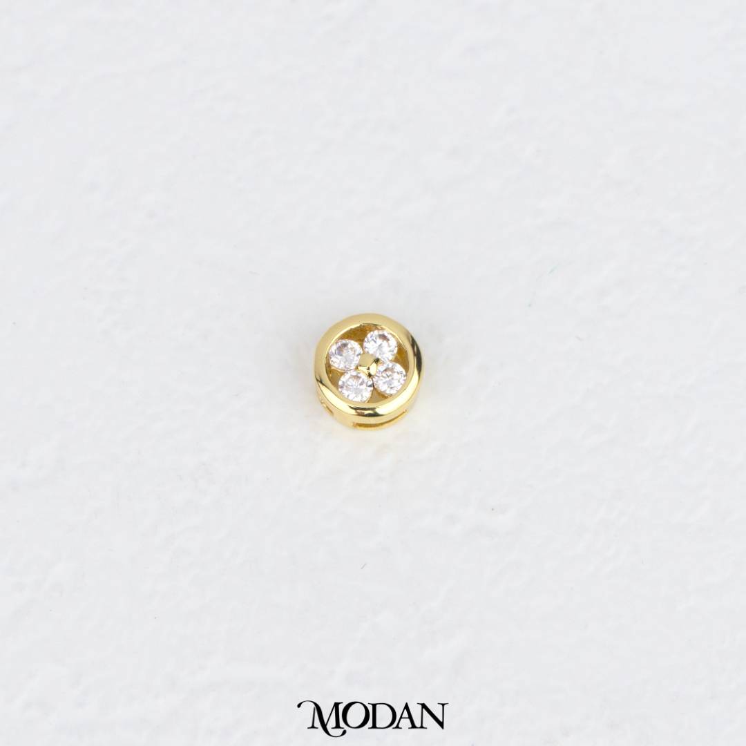 Mini Cute Flower Round Shaped Zirconia DIY Beads Charm Manik Bunga Bulat Kecil Hypoallergenic Gold Filled