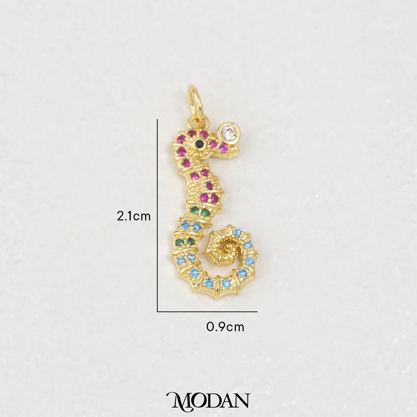 Colorful Seahorse Ocean DIY Charm Liontin Kuda Laut Zirconia Hypoallergenic Gold Filled