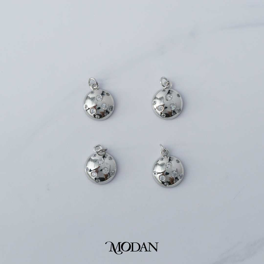 Dotted Round DIY Charm Liontin Bulat Hypoallergenic Gold Plated