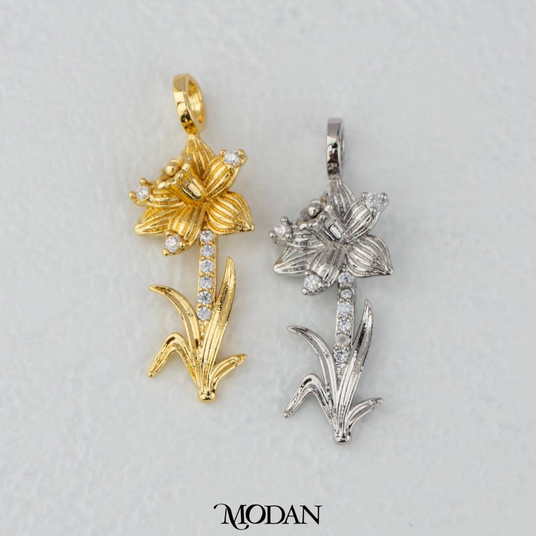 December Birthflowers Narcissus Flower Pendant DIY Pendant Liontin Bunga Dafodil Hypoallergenic Gold Filled