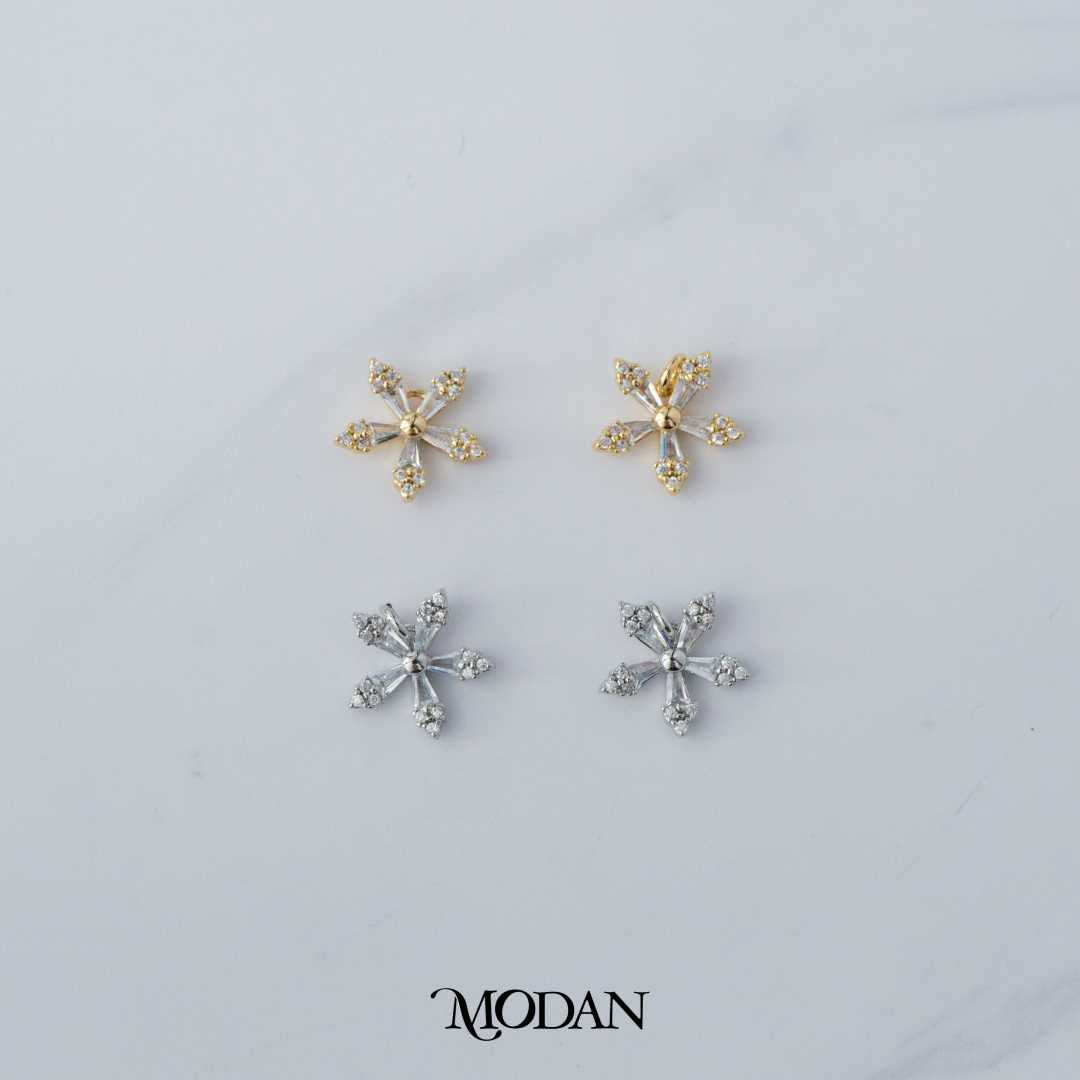 Winter Snowflake DIY Charm Liontin Bunga Salju Musim Dingin Hypoallergenic Gold Plated
