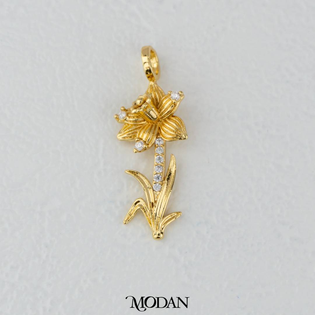 December Birthflowers Narcissus Flower Pendant DIY Pendant Liontin Bunga Dafodil Hypoallergenic Gold Filled