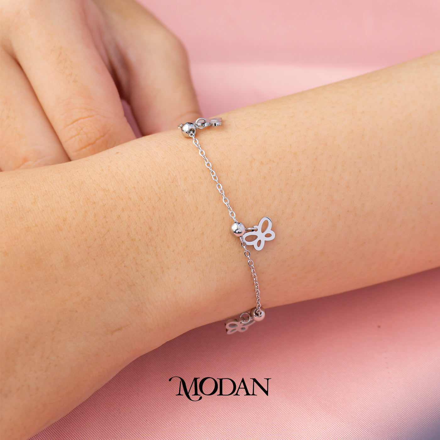 (16cm) Titanium Silver Butterfly Mariposa Dainty Anklet Bracelet Gelang Kaki Hypoallergenic Stainless Steel