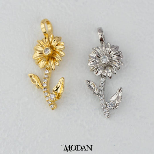 April Birthflowers Daisy Pendant DIY Pendant Liontin Bunga Aster Hypoallergenic Gold Filled
