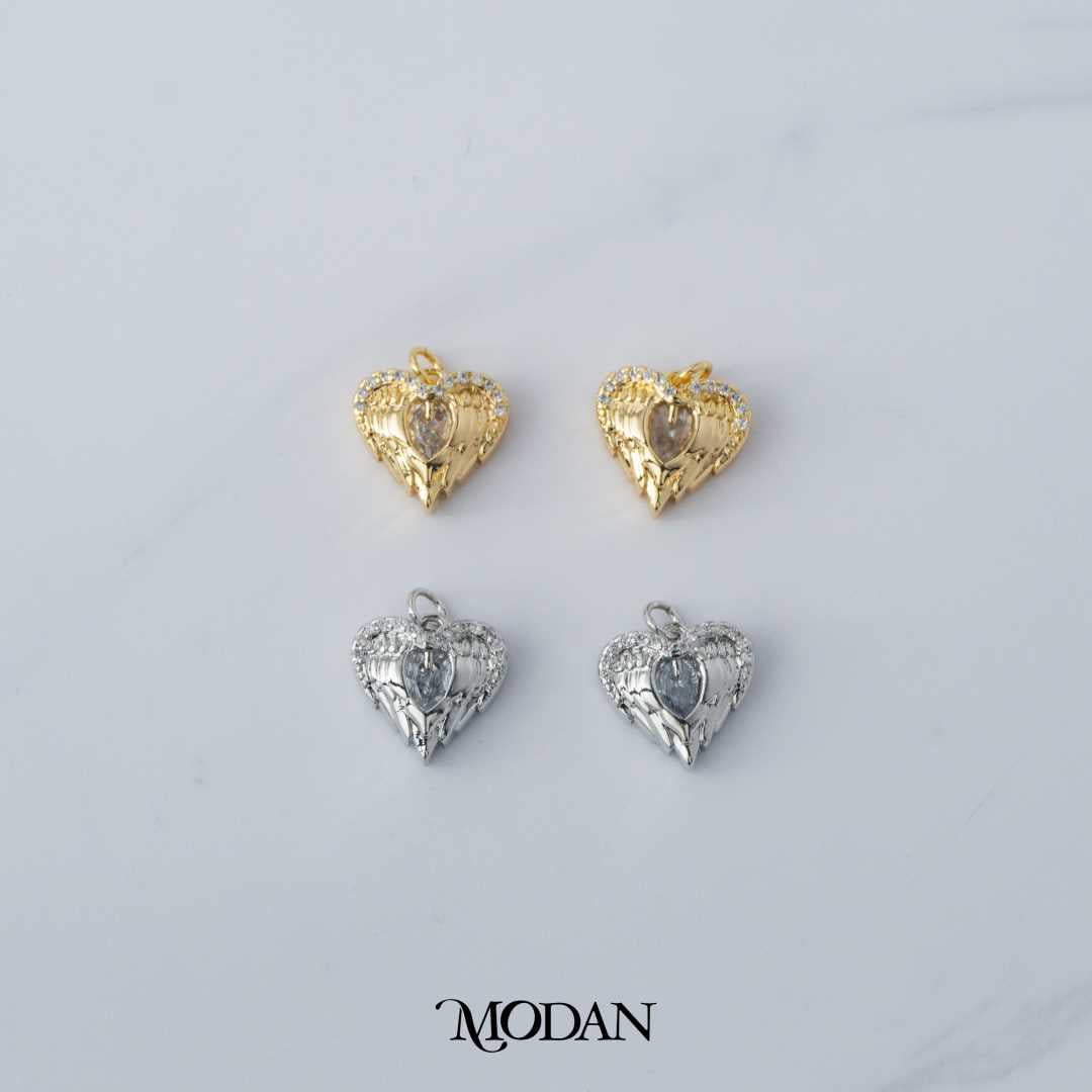 Heart Guardian Angel DIY Charm Liontin Malaikat Hati Klasik Hypoallergenic Gold Filled