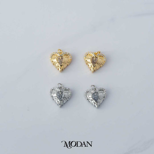 Heart Guardian Angel DIY Charm Liontin Malaikat Hati Klasik Hypoallergenic Gold Filled