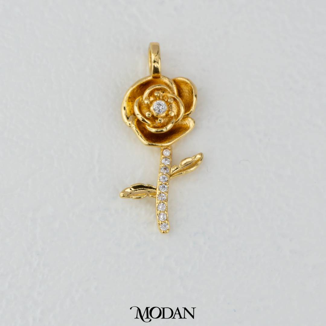 June Birthflowers Rose Textured Pendant DIY Pendant Liontin Bunga Mawar Hypoallergenic Gold Filled