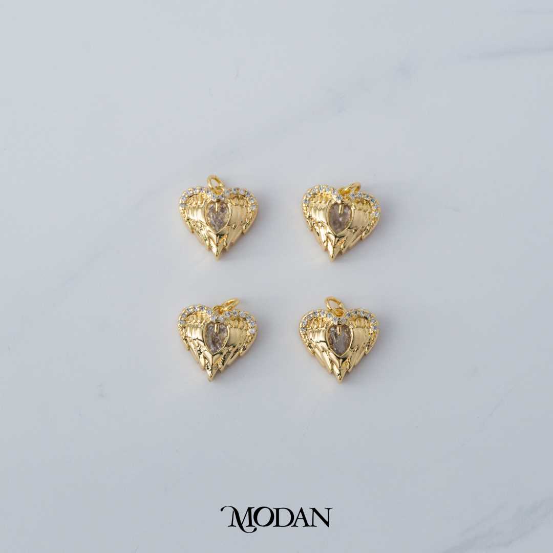 Heart Guardian Angel DIY Charm Liontin Malaikat Hati Klasik Hypoallergenic Gold Filled