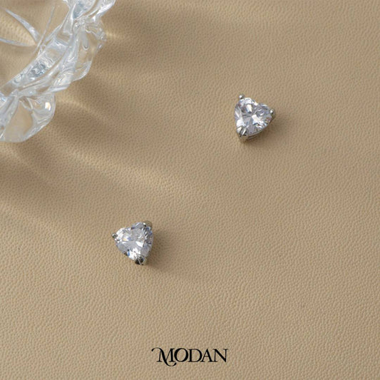 (5mm) Sparkling Love Heart Mini Stud Earrings Anting Tusuk Bentuk Hati Kecil Hypoallergenic Gold Plated