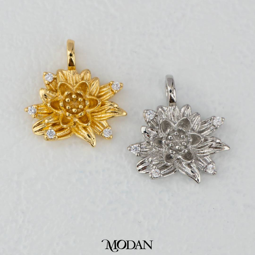 July Birthflowers Water Lily Pendant DIY Pendant Liontin Bunga Lily Air Hypoallergenic Gold Filled