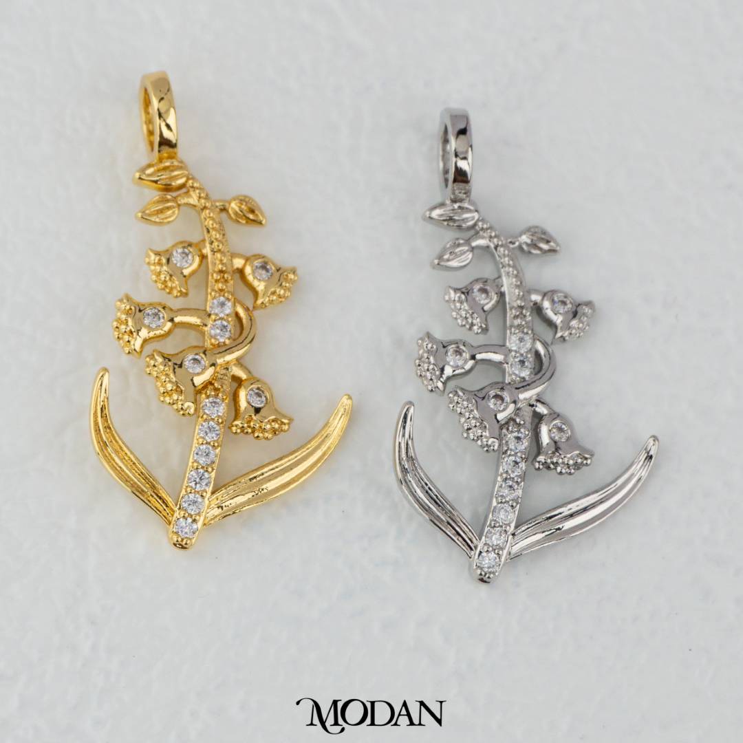 May Birthflowers Lily Of The Valley DIY Pendant Liontin Bunga Lily Hypoallergenic Gold Filled