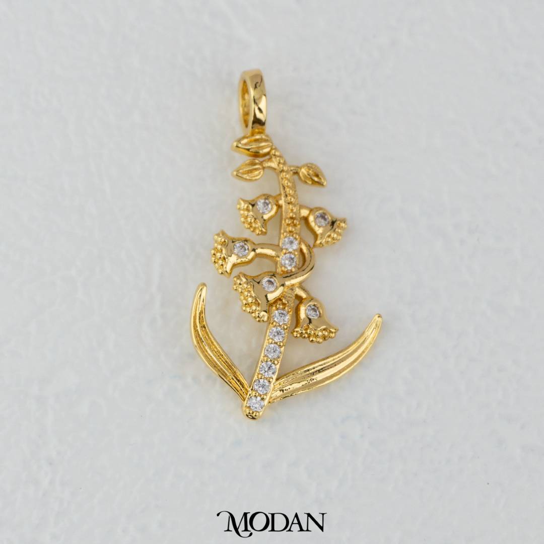 May Birthflowers Lily Of The Valley DIY Pendant Liontin Bunga Lily Hypoallergenic Gold Filled