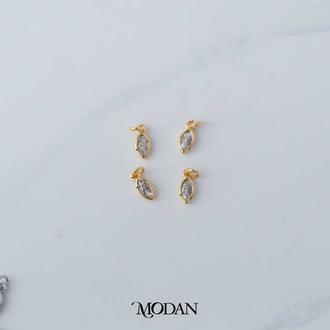 4mm Teardrop Bezel DIY Charm Liontin Tetes Air Mata Berlian Elegant Hypoallergenic Gold Filled