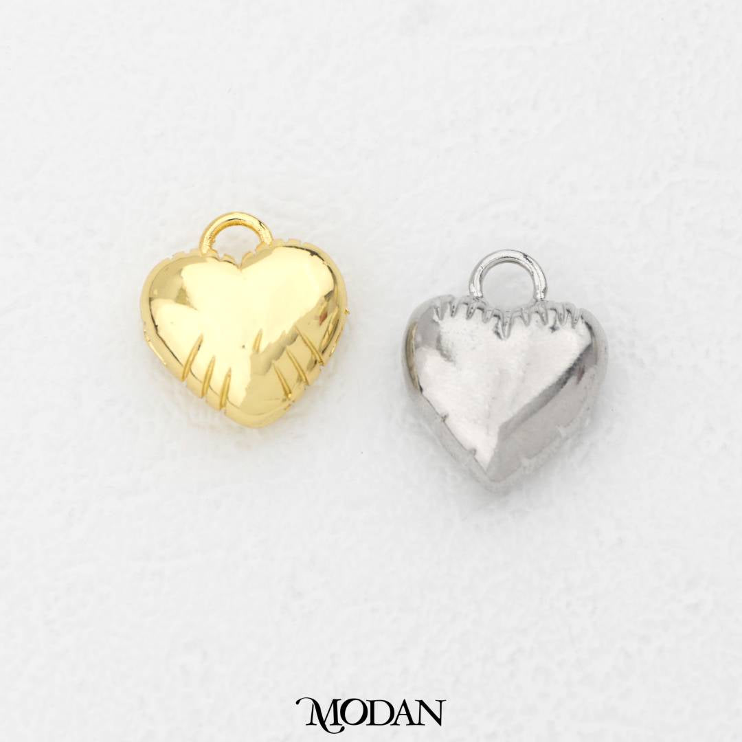 Unique Chunky Puffed Heart Pendant DIY Pendant Liontin Hati Balon Berlubang Hypoallergenic Gold Filled