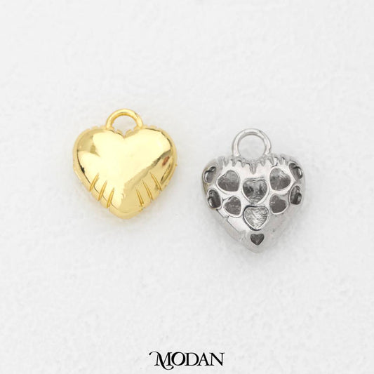 Unique Chunky Puffed Heart Pendant DIY Pendant Liontin Hati Balon Berlubang Hypoallergenic Gold Filled