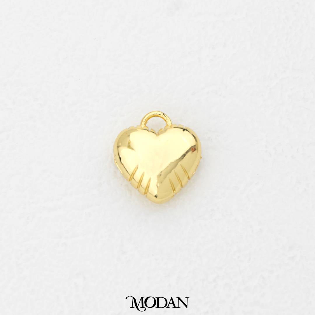 Unique Chunky Puffed Heart Pendant DIY Pendant Liontin Hati Balon Berlubang Hypoallergenic Gold Filled