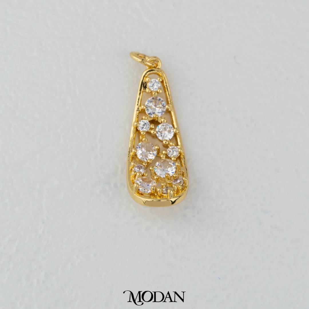 Geometric Sparkling Pendant DIY Pendant Liontin Panjang Kilau Hypoallergenic Gold Filled