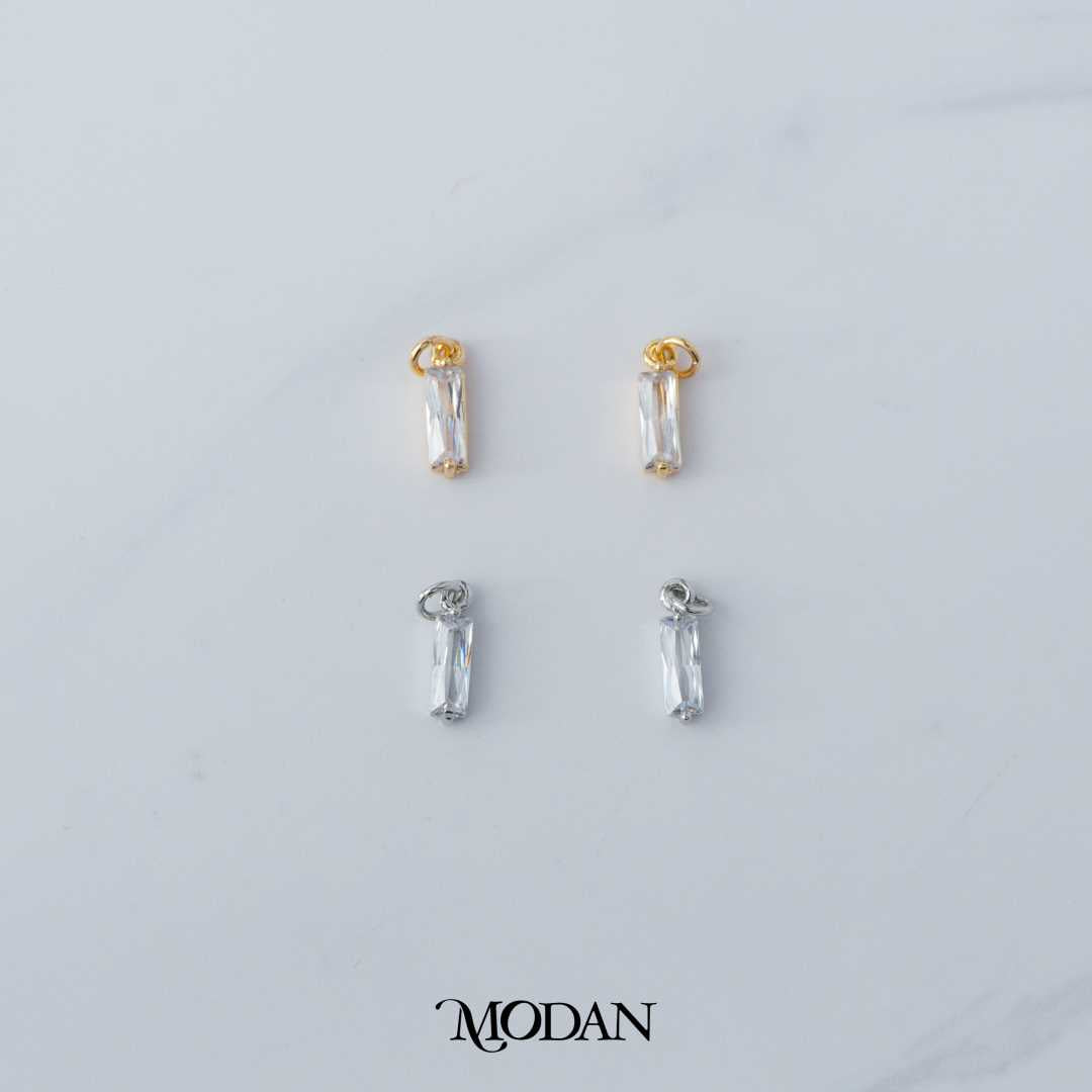 Rectangular Baguette Minimalist DIY Charm Liontin Berlian Minimalist Hypoallergenic Gold Plated