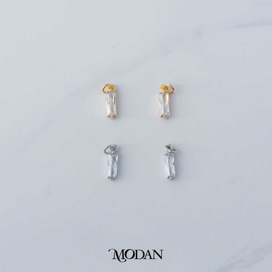 Rectangular Baguette Minimalist DIY Charm Liontin Berlian Minimalist Hypoallergenic Gold Plated