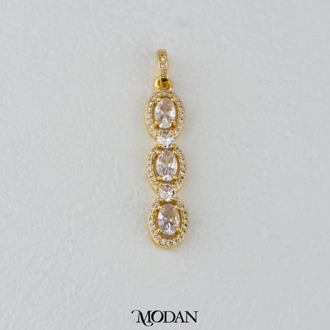 Sparkling Oval Long Colorful Zirconia DIY Pendant Liontin Panjang Oval Hypoallergenic Gold Filled