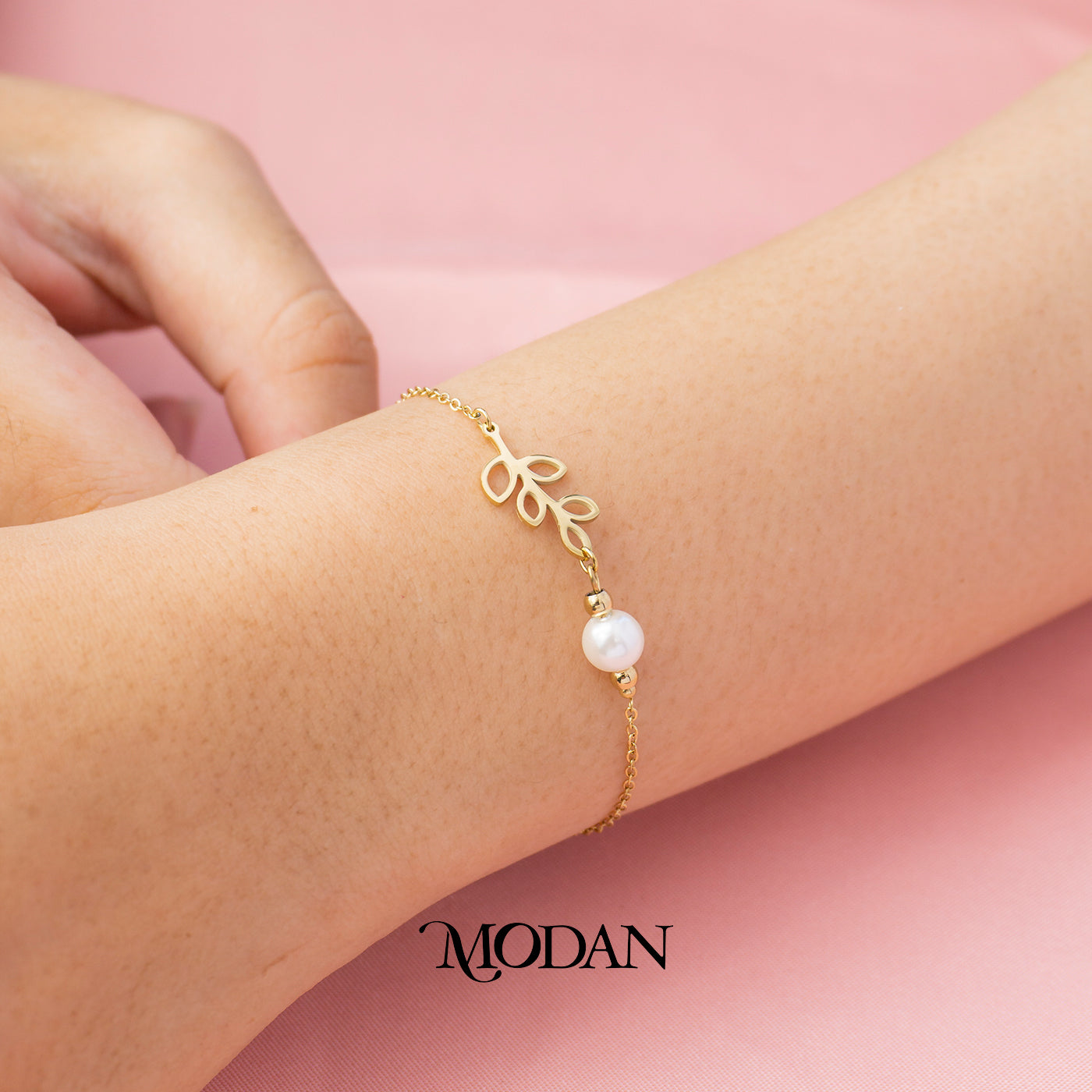 (20cm) Titanium Shell Pearl Open Leaf Double Layer Anklet Bracelet Gelang Kaki Hypoallergenic Stainless Steel