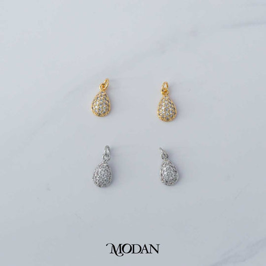 Mini Teardrop Pear Micro Paved DIY Charm Liontin Tetes Air Mata Berlian Pasir Hypoallergenic Gold Plated