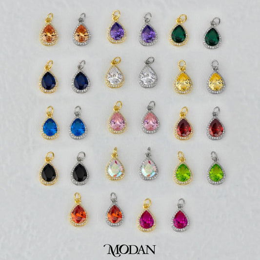 Teardrop Birthstone Pendant DIY Pendant Liontin Bulan Lahir Tetes Air Mata Hypoallergenic Gold Filled