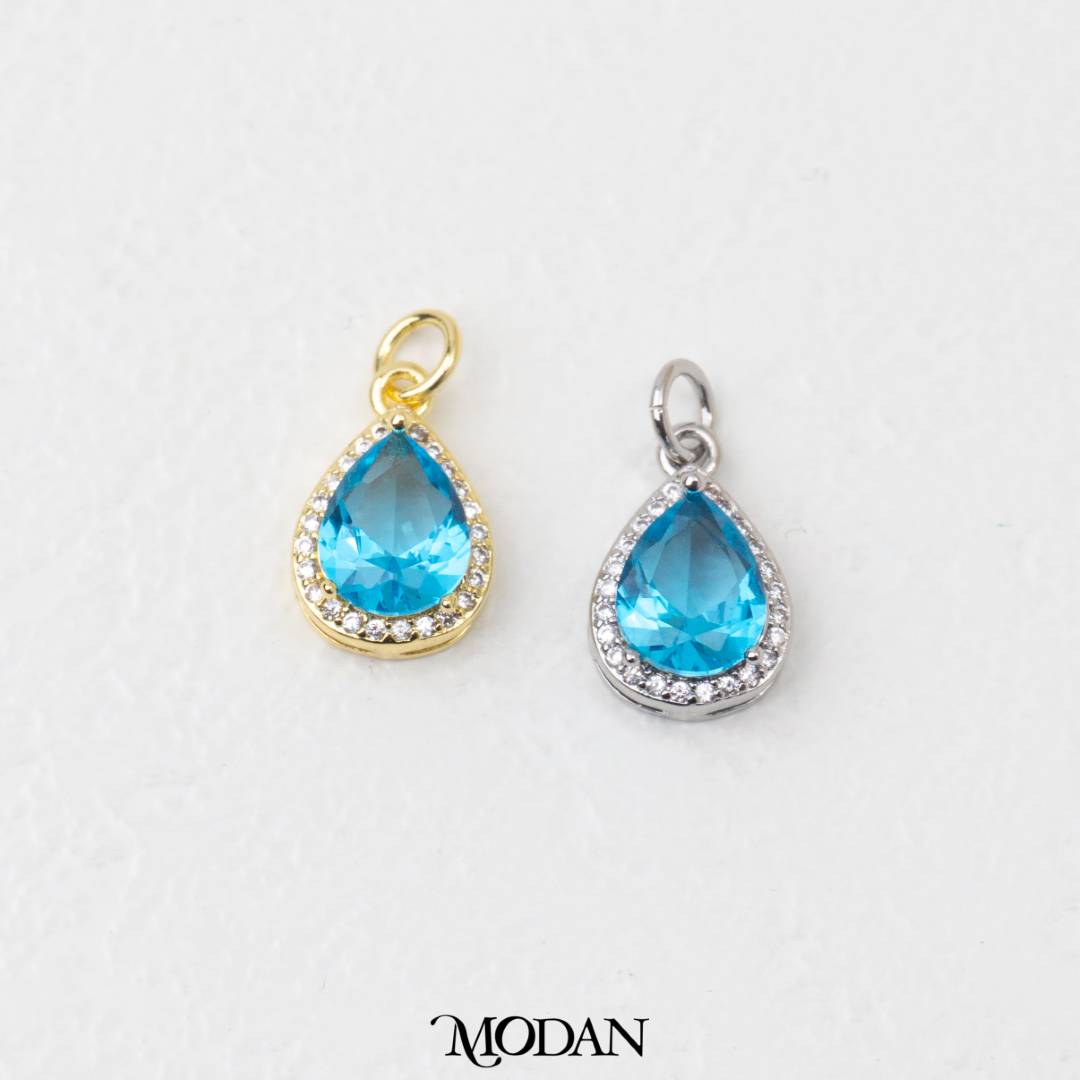 Teardrop Birthstone Pendant DIY Pendant Liontin Bulan Lahir Tetes Air Mata Hypoallergenic Gold Filled