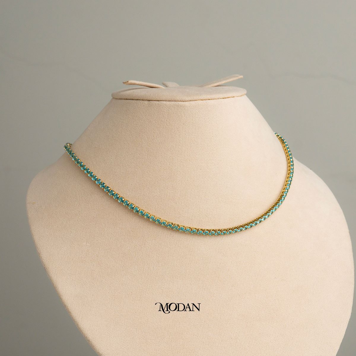 (43cm) Red Tosca Pink Peach Princess Cut Tennis Necklace Kalung Zirconia Hypoallergenic Gold Plated
