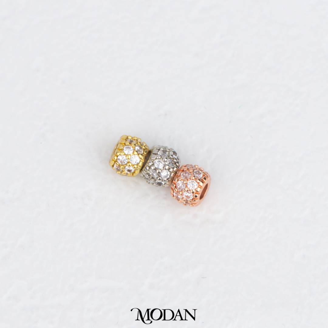 Mini Sparkling Micro Paved Round DIY Beads Charm Manik Liontin Kalung/Gelang Bulat Berlian Pasir Hypoallergenic Gold Filled