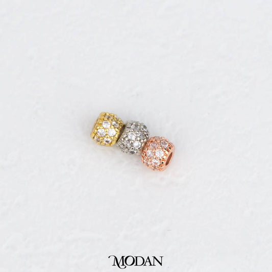 Mini Sparkling Micro Paved Round DIY Beads Charm Manik Liontin Kalung/Gelang Bulat Berlian Pasir Hypoallergenic Gold Filled
