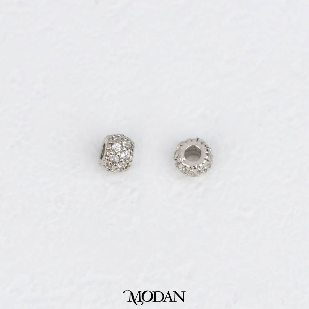 Mini Sparkling Micro Paved Round DIY Beads Charm Manik Liontin Kalung/Gelang Bulat Berlian Pasir Hypoallergenic Gold Filled