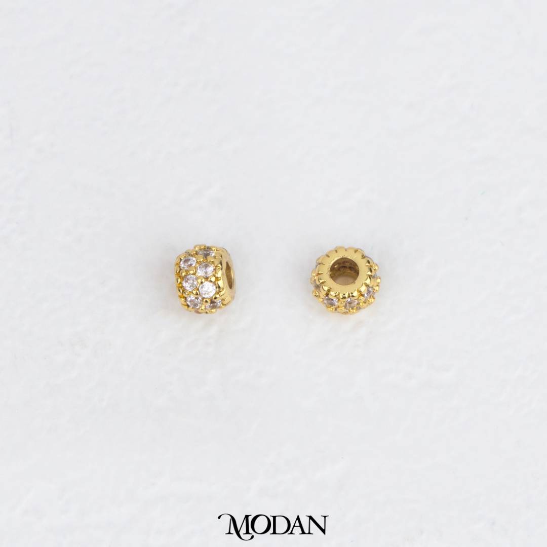 Mini Sparkling Micro Paved Round DIY Beads Charm Manik Liontin Kalung/Gelang Bulat Berlian Pasir Hypoallergenic Gold Filled