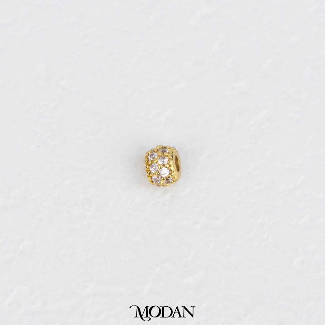 Mini Sparkling Micro Paved Round DIY Beads Charm Manik Liontin Kalung/Gelang Bulat Berlian Pasir Hypoallergenic Gold Filled