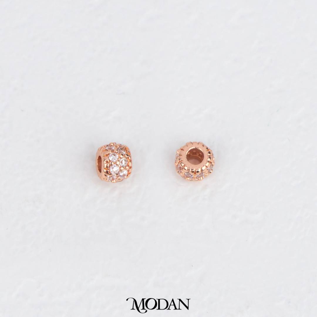 Mini Sparkling Micro Paved Round DIY Beads Charm Manik Liontin Kalung/Gelang Bulat Berlian Pasir Hypoallergenic Gold Filled