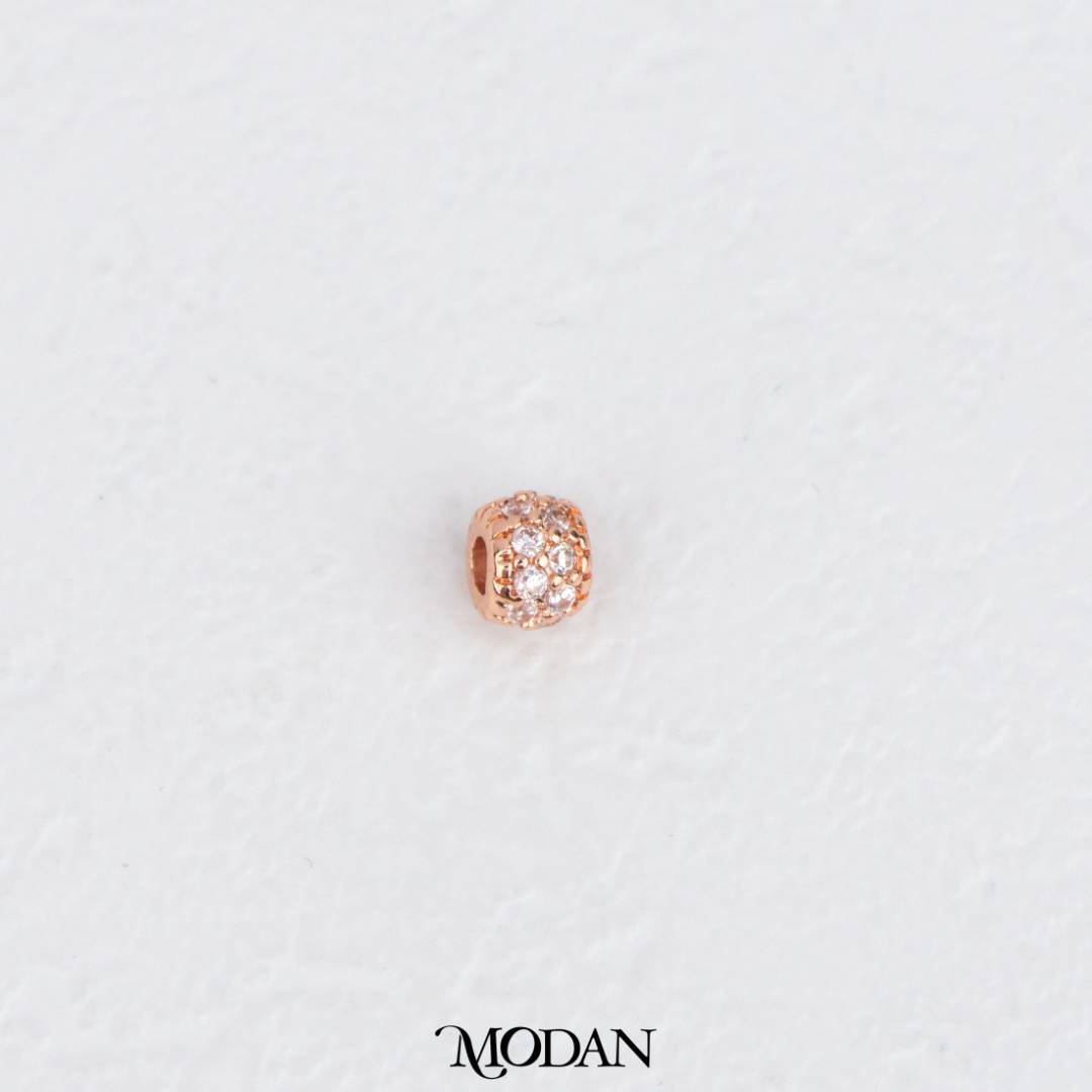 Mini Sparkling Micro Paved Round DIY Beads Charm Manik Liontin Kalung/Gelang Bulat Berlian Pasir Hypoallergenic Gold Filled