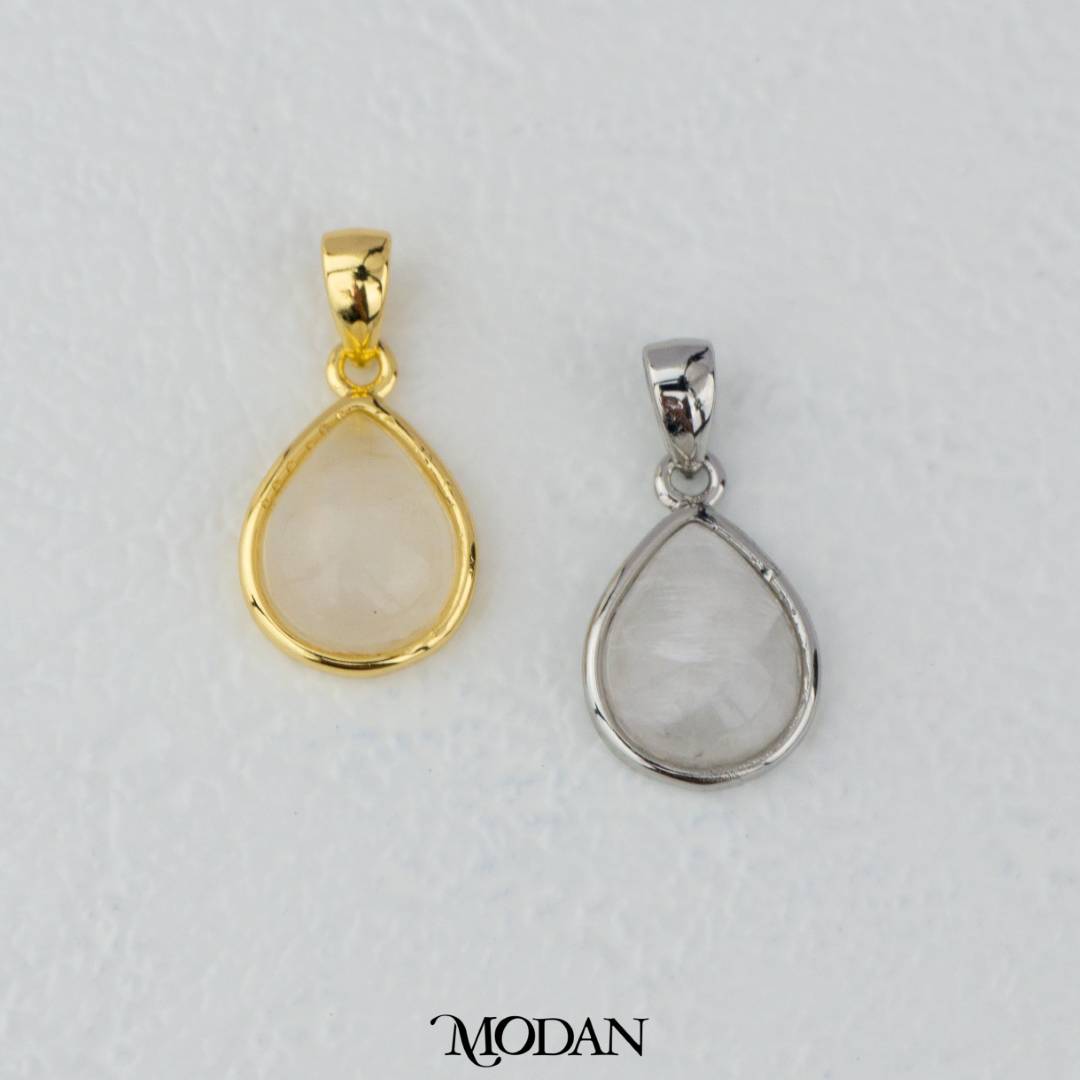 Teardrop Colorful Natural Gemstones Pendant DIY Pendant Liontin Tetes Air Mata Batu Alam Hypoallergenic Gold Filled