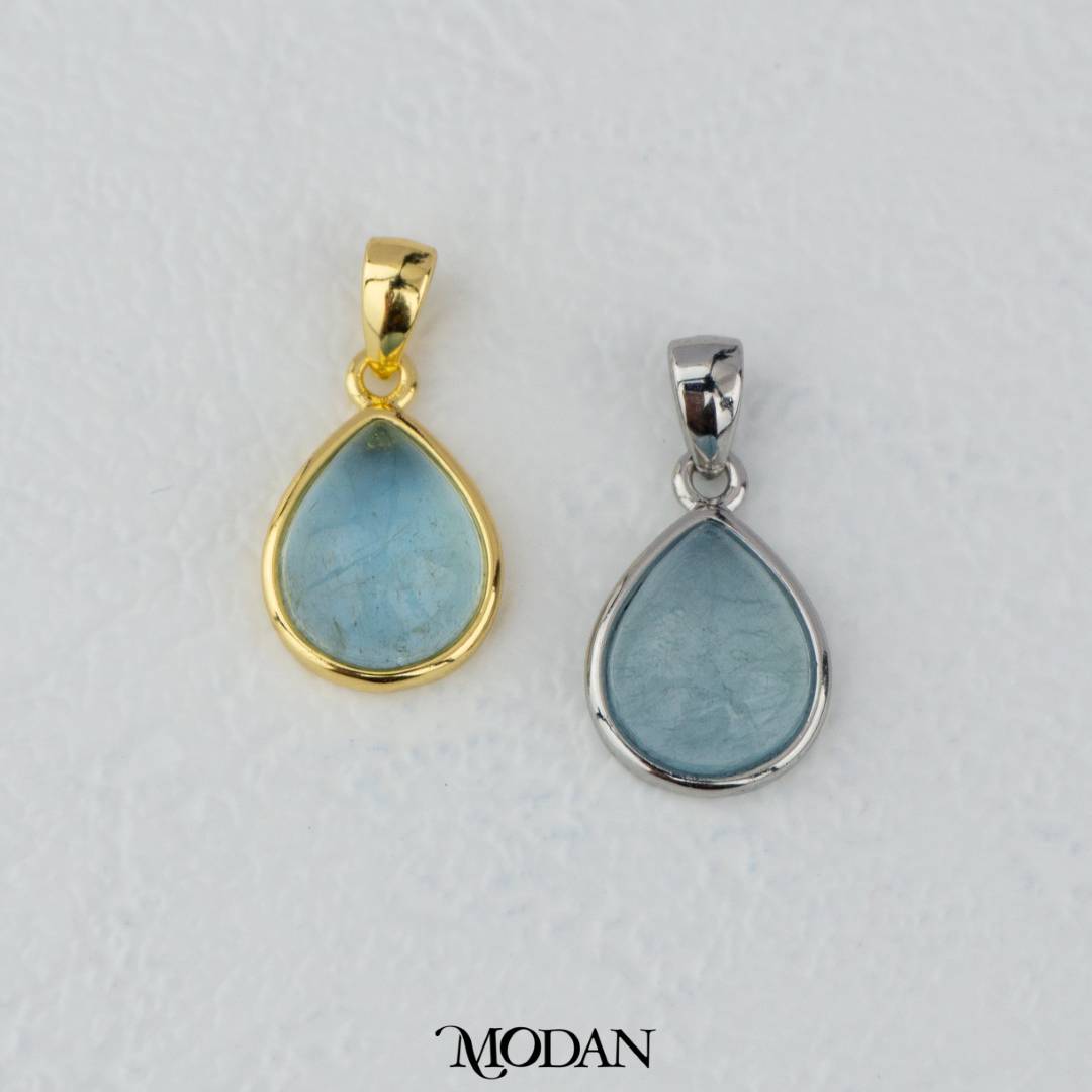 Teardrop Colorful Natural Gemstones Pendant DIY Pendant Liontin Tetes Air Mata Batu Alam Hypoallergenic Gold Filled