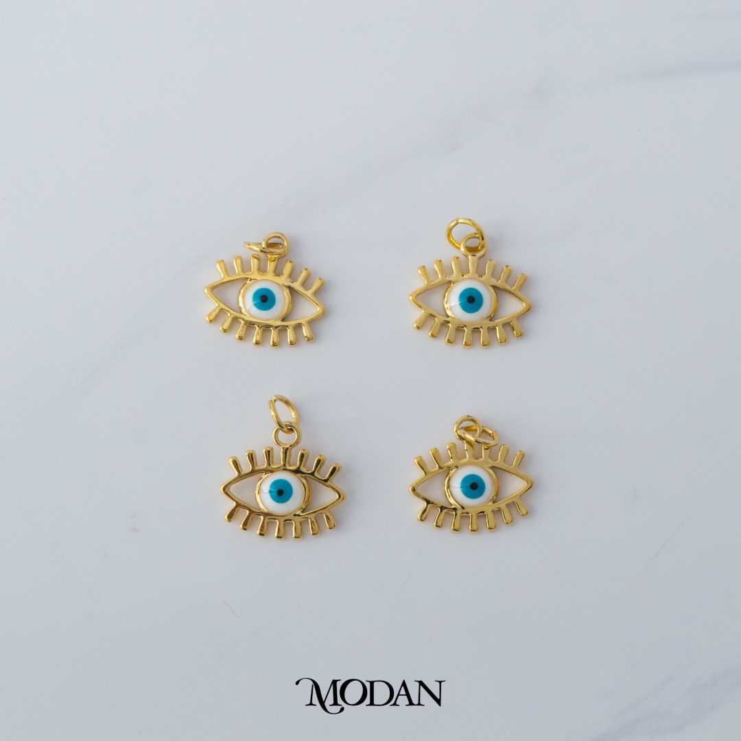 Blue Evil Eye DIY Charm Liontin Mata Iblis Biru Hypoallergenic Gold Plated