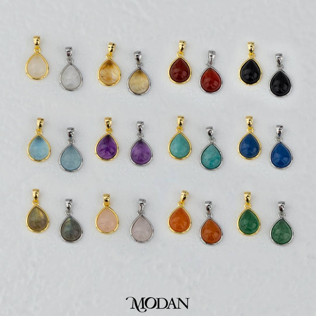 Teardrop Colorful Natural Gemstones Pendant DIY Pendant Liontin Tetes Air Mata Batu Alam Hypoallergenic Gold Filled