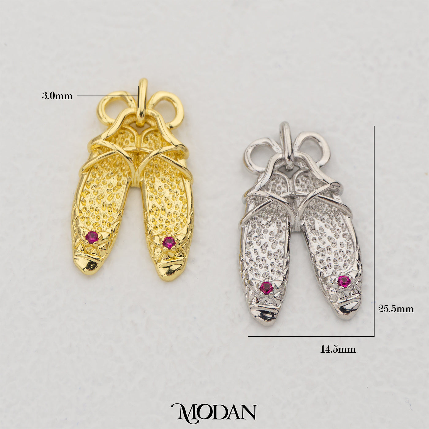 Fuschia Plain Flat Shoes Pendant DIY Pendant Liontin Sepatu Lucu Hypoallergenic Gold Filled