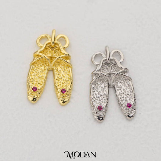 Fuschia Plain Flat Shoes Pendant DIY Pendant Liontin Sepatu Lucu Hypoallergenic Gold Filled