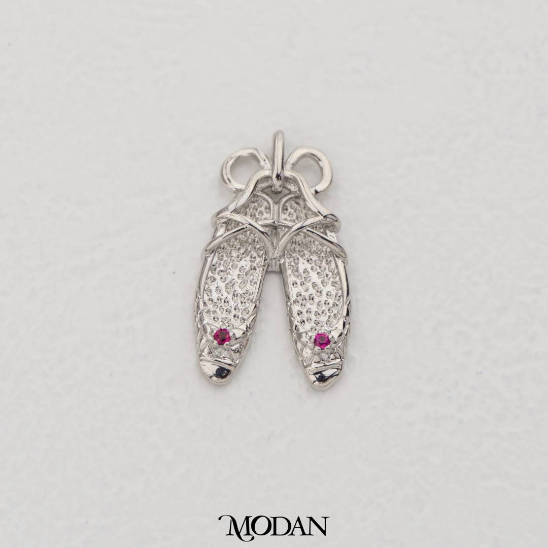 Fuschia Plain Flat Shoes Pendant DIY Pendant Liontin Sepatu Lucu Hypoallergenic Gold Filled