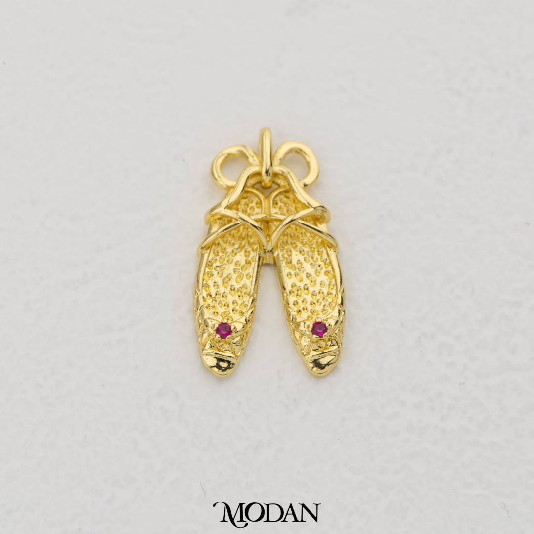 Fuschia Plain Flat Shoes Pendant DIY Pendant Liontin Sepatu Lucu Hypoallergenic Gold Filled