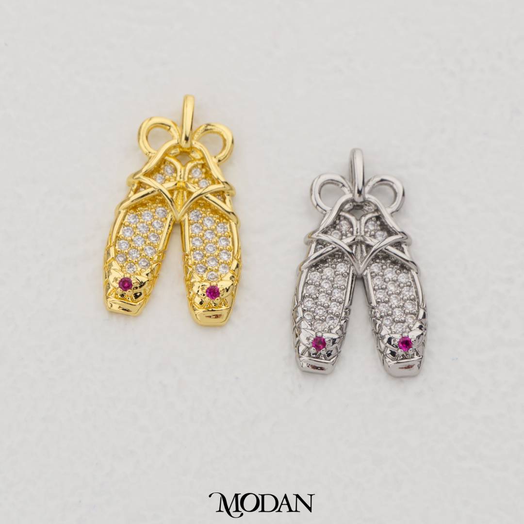 Micro Paved Flat Shoes Pendant DIY Pendant Liontin Sepatu Lucu Hypoallergenic Gold Filled